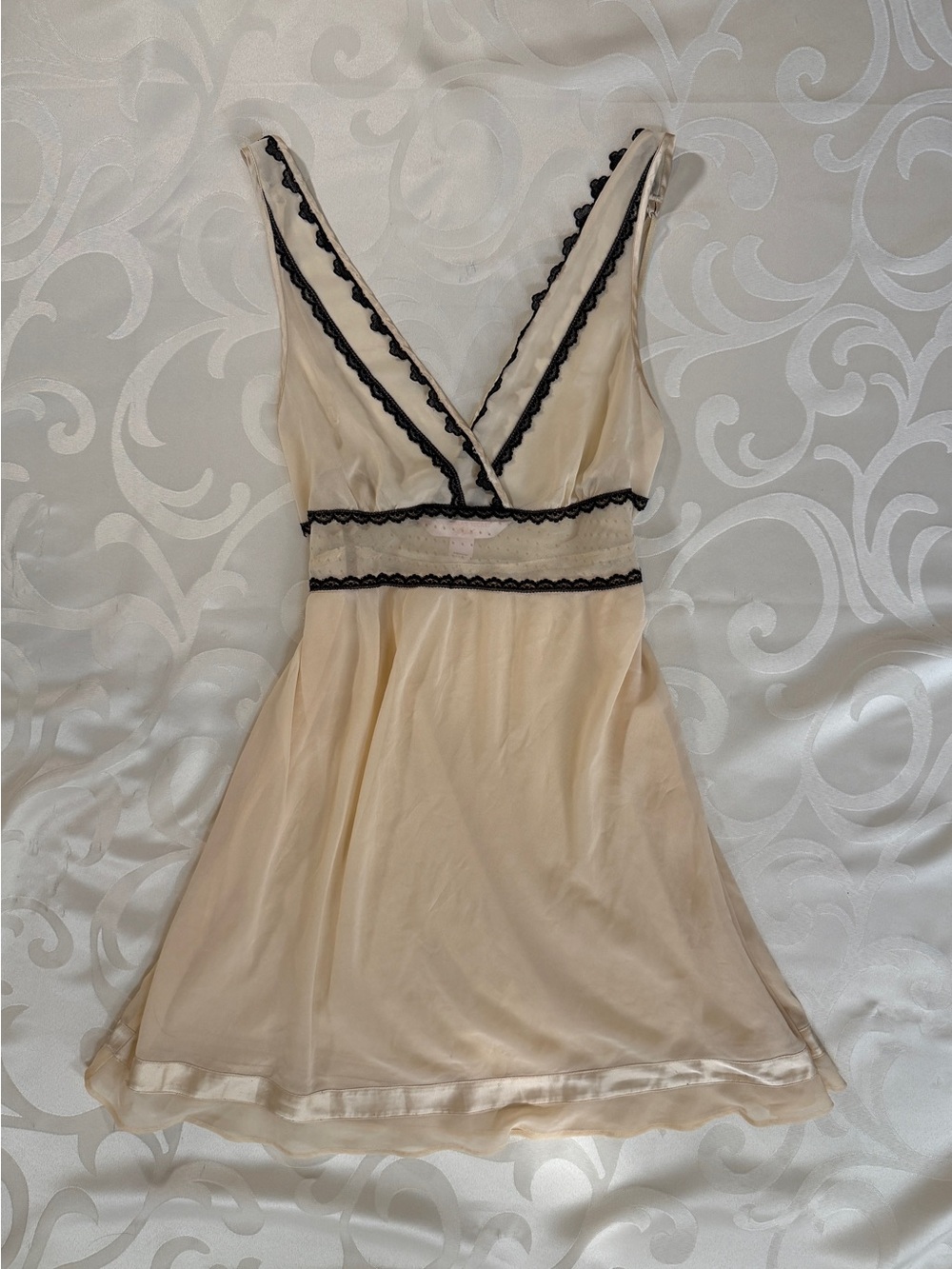 Victoria's Secret Cream Slip with Black Lace Trim